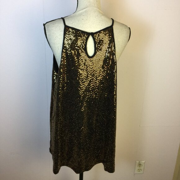 Torrid Cami Tank Top 2X Womans Plus Black Gold Sequin Sleeveless Holiday Sparkle - Picture 3 of 15